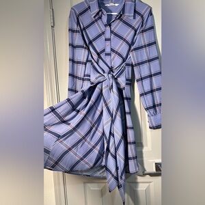 Blue Tie Front Bishop Sleeve Sundress